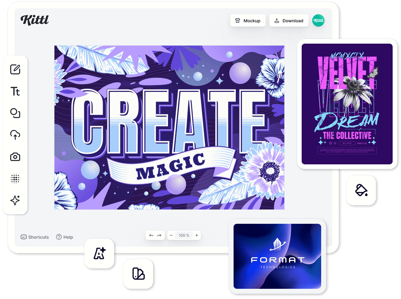 Kittl Editor with "create magic" Design