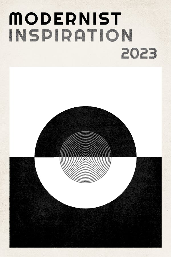 Mid-century modern black and white poster