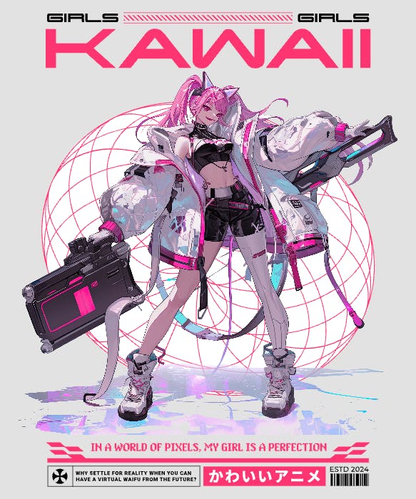 Kawaii Japan Anime Girl Y2K Futuristic Fashion Waifu