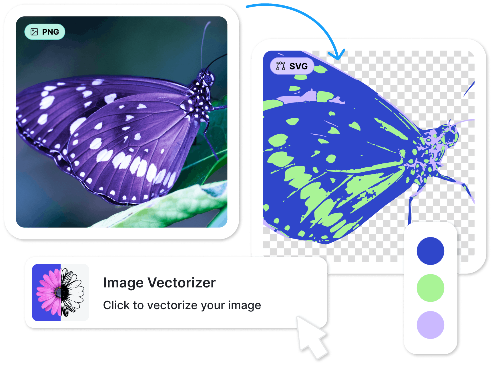 Example of PNG to SVG conversion using butterfly example